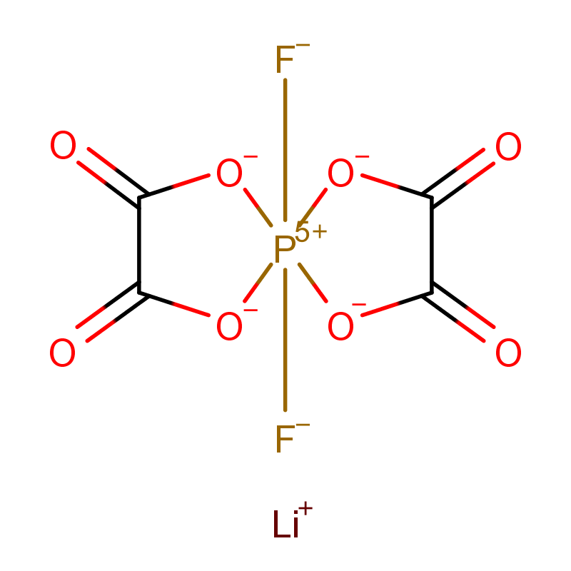 二氟二草酸磷酸锂CAS号678966-16-0双草酸二氟磷酸锂LiDODFP；LIP(C2O4)2F2电解液具有优异的耐高温性能，在正极材料表面能够形成更加稳定的固体电解质界面膜结构，提高电池的循环性能LiPF6